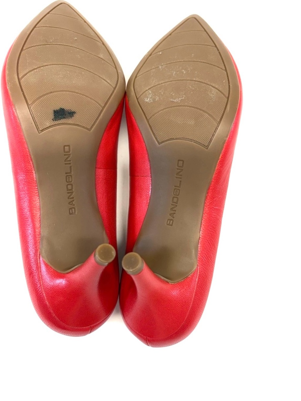 NEW Bandolino Red Genuine Leather Pointed Toe Pumps - 8.5M - Picture 5 of 10